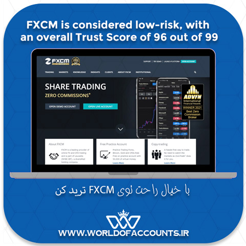 صفحه اول بروکر FXCM و ادرس سایت دنیای اکانت